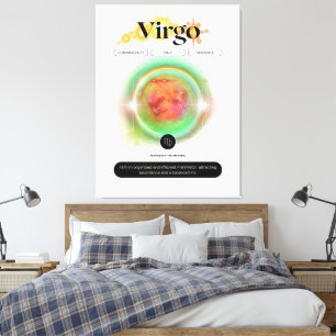 Impressão Em Tela Símbolo Zodiano Moderno Virgo Citação Elemento da