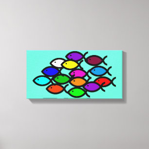 Impressão Em Tela Símbolos cristãos dos peixes - escola do arco-í