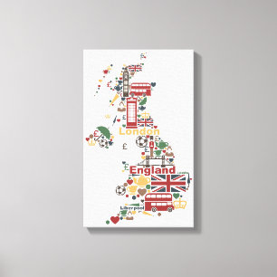 Impressão Em Tela Símbolos do mapa de Inglaterra