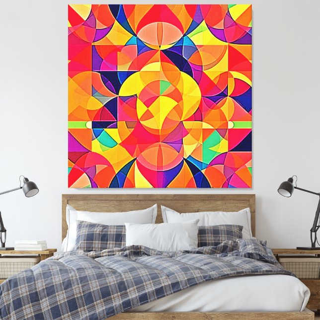 Impressão Em Tela Simetria de Abstrato vibrante (Insitu(Quarto))