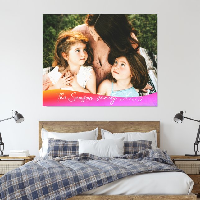 Impressão Em Tela Simple 1 Photo Full Coverage - Script Text Overlay (Insitu(Quarto))