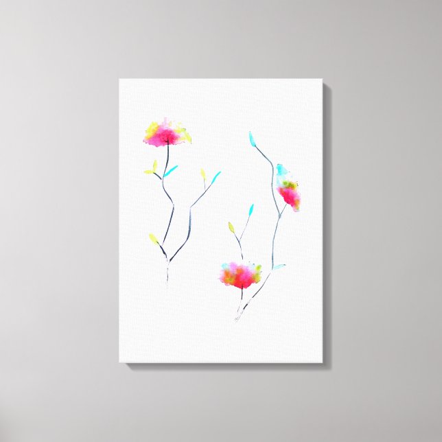 Impressão Em Tela Simples abstrato cor-de-rosa inspirado em japonês (Frente)