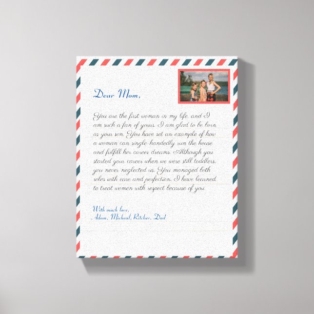 Impressão Em Tela Simples Flor manuscrito mensagem de amor mãe avó (Frente)