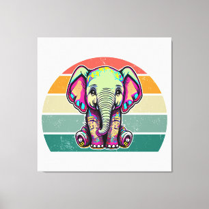 Impressão Em Tela Simulação digital do lindo bebê elefante