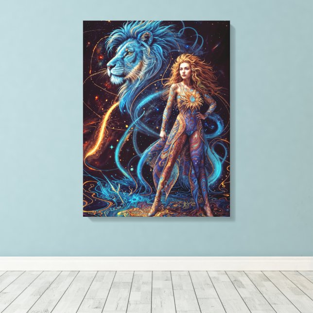 Impressão Em Tela Sinais do Zodíaco - Leo (Insitu(piso de madeira))
