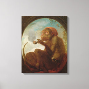 Impressão Em Tela Sinal com um macaco que fuma uma tubulação