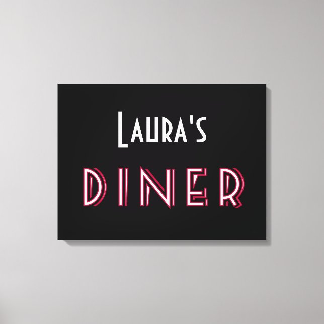 Impressão Em Tela Sinal de Art Deco Diner da Laura (Frente)