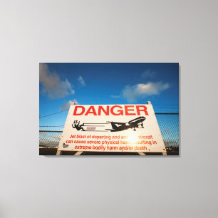 Impressão Em Tela Sinal de aviso perto do aeroporto do St. Maarten,