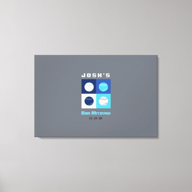 Impressão Em Tela Sinal de Bat Mitzvah no Bar BASEBALL Conselho (Frente)