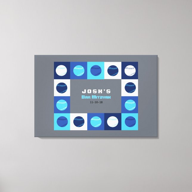 Impressão Em Tela Sinal de Bat Mitzvah no Bar BASEBALL Conselho (Frente)