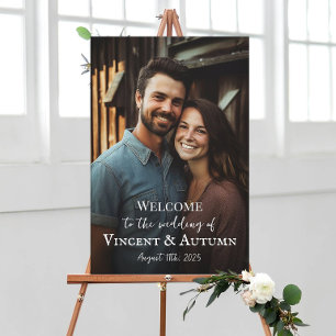 Impressão Em Tela Sinal de boas-vindas de casamento com fotografia n