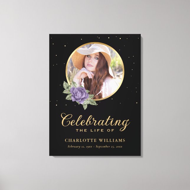 Impressão Em Tela Sinal de boas-vindas do Funeral Dourado Roxo Negro (Frente)