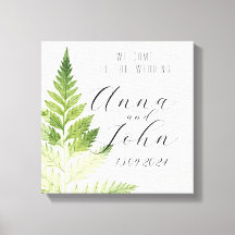 Sinal de Casamento de Fern Verde Minimalista