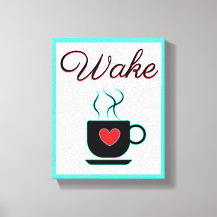 Impressão Em Tela Sinal de despertar para cozinha, café, azul-turque