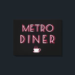 Impressão Em Tela Sinal de Lanchonete Metro Art Deco<br><div class="desc">Sinal de Lanchonete Metro Art Deco Metro é um nome popular para lanchonetes. Este sinal de lanchonete em branco, vermelho e preto é um acessório perfeito para sua casa elegante. Art Deco foi uma mistura de muitos estilos diferentes, às vezes contraditórios, unidos pelo desejo de ser moderno no início do...</div>
