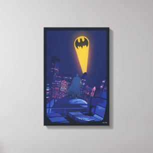 Impressão Em Tela Sinal de Morcego Sobre Gotham