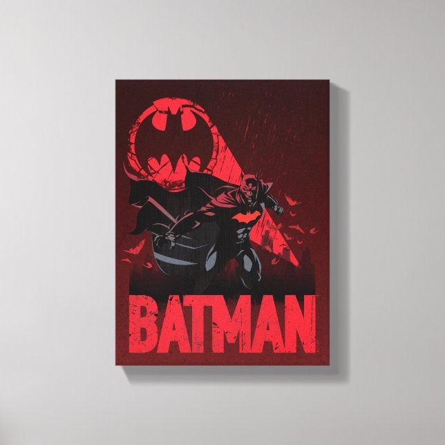 Impressão Em Tela Sinal de Morcego Vermelho do Batman (Frente)