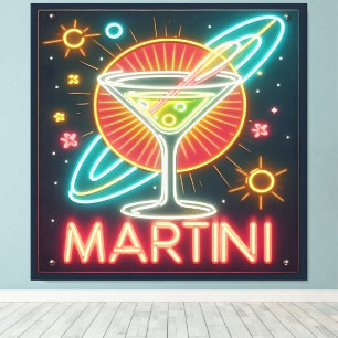 Impressão Em Tela Sinal de Neon Martini meio século