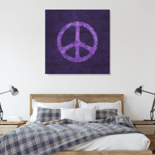 Impressão Em Tela Sinal de Paz Roxo Distorcido