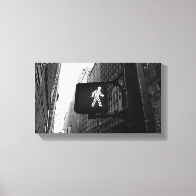 Impressão Em Tela Sinal preto branco Manhattan New York Walk (Frente)