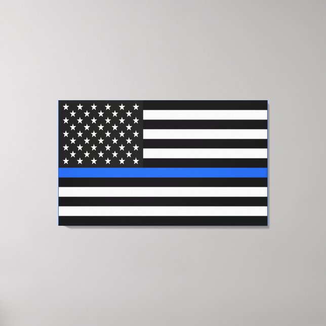 Impressão Em Tela Sinalizador Americano Thin Blue Line (Frente)