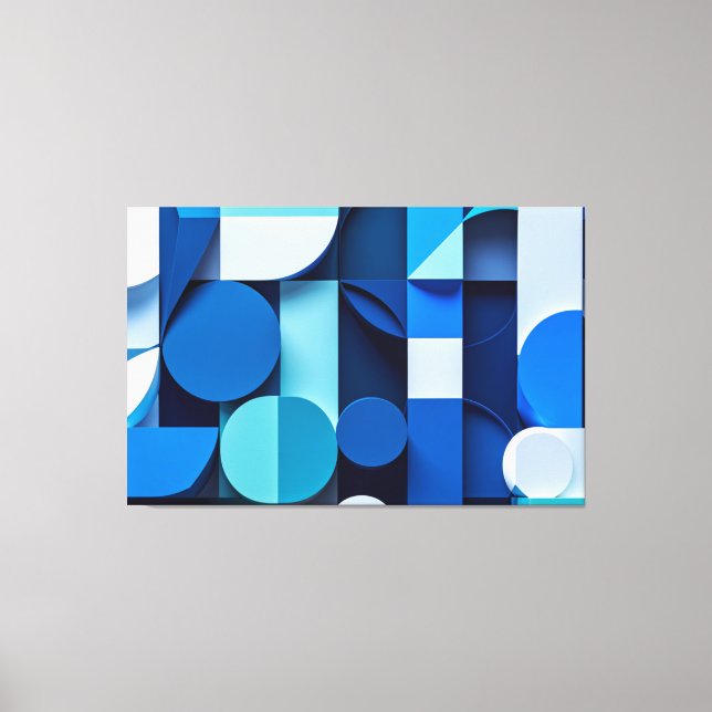 Impressão Em Tela Sinfonía Azul: Abstracción Geométrica (Frente)