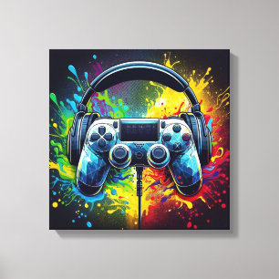 Impressão Em Tela Sinfonia de Pixels & Sons Jogos Vibrantes