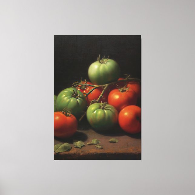 Impressão Em Tela Sinfonia do Jardim: Pintura de óleo de tomate verm (Frente)