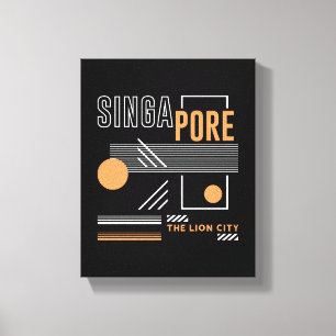 Impressão Em Tela Singapura A Cidade do Leão Design Geométrico Moder