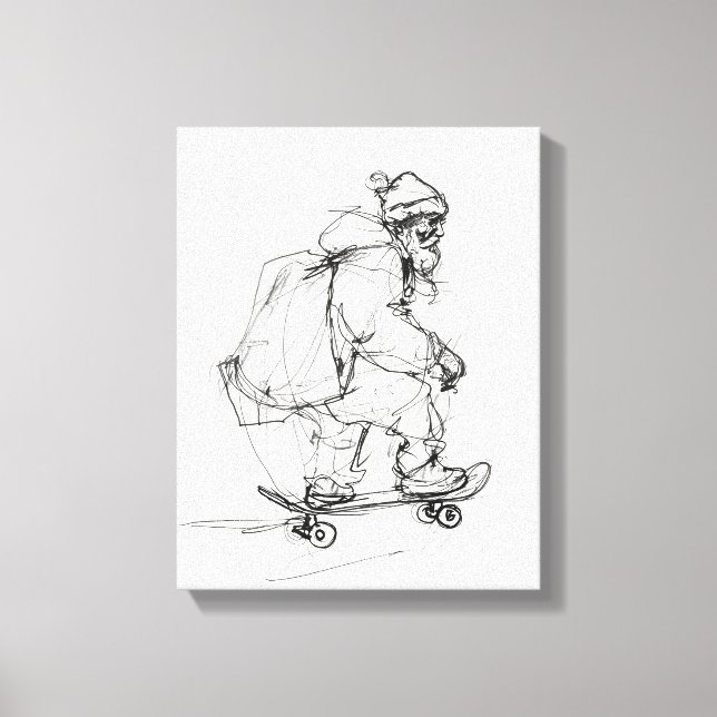 Impressão Em Tela Skateboard Santa Claus com Presentes (Frente)