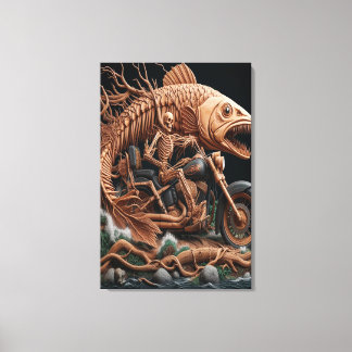 Impressão Em Tela skeleton cavalgou sua bicicleta de helicóptero par