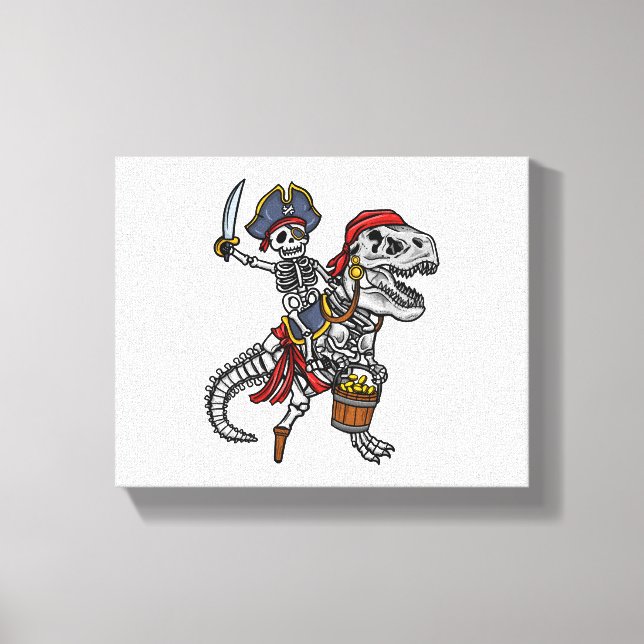 Impressão Em Tela Skeleton do Dinossaur Pirata de Halloween (Frente)