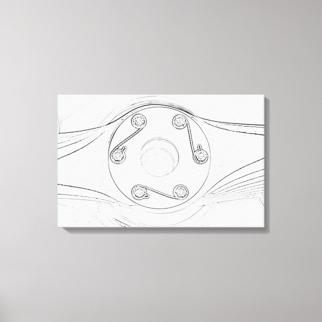 Impressão Em Tela Sketch do Propulsor do Avião Negro e Branco (Frente)