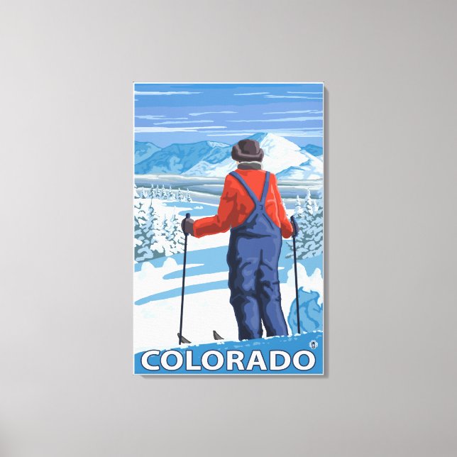 Impressão Em Tela Skier AdminningColorado (Frente)