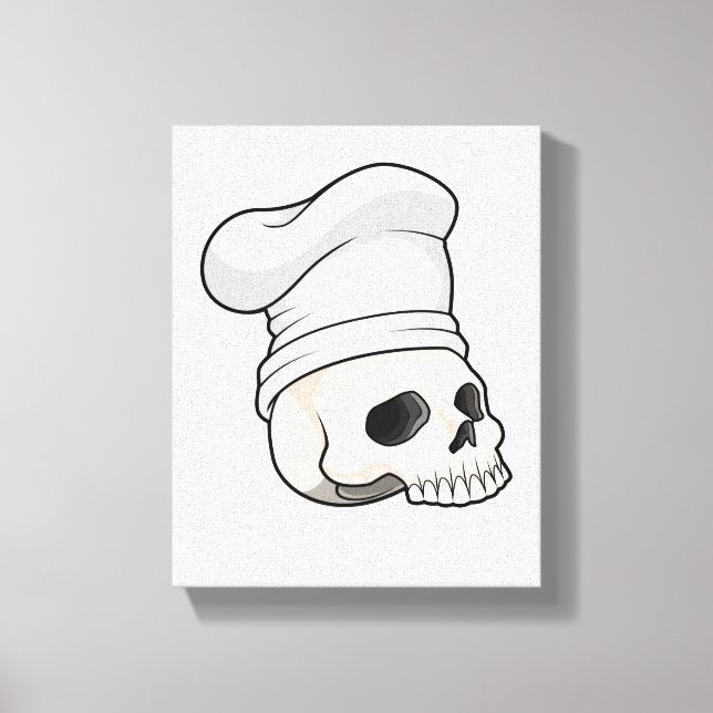 Impressão Em Tela Skull as Cook with Chef hat (Frente)