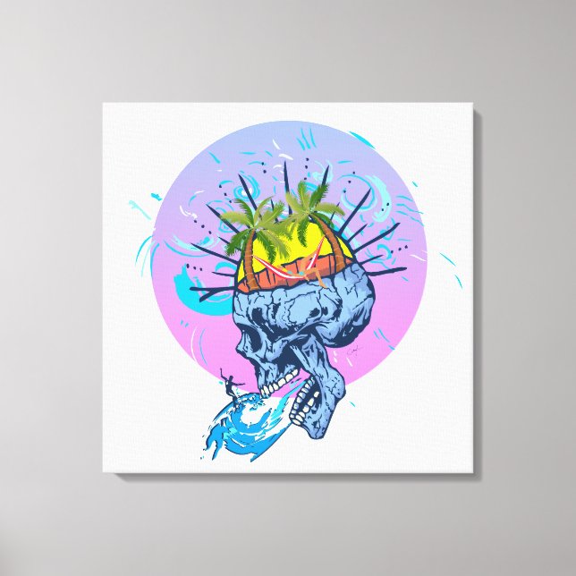 Impressão Em Tela skull holidays surf girl Sun tanning crâne vacance (Frente)