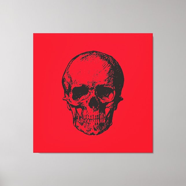 Impressão Em Tela Skull Red Pop Art (Frente)