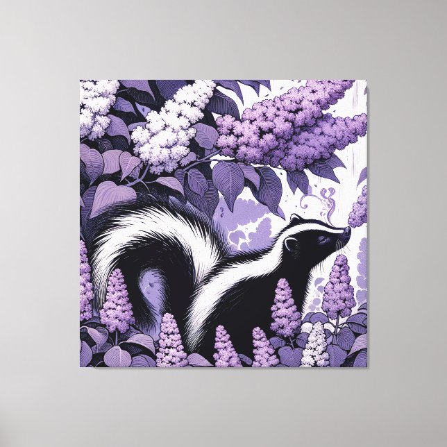 Impressão Em Tela Skunk Skunks e Lilac Bush Purple (Frente)