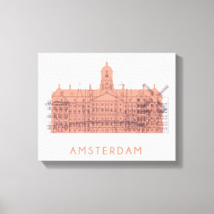 Impressão Em Tela Skyline de Amsterdão, Países Baixos dos marcos