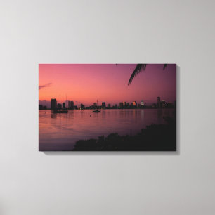 Impressão Em Tela Skyline de Miami no por do sol