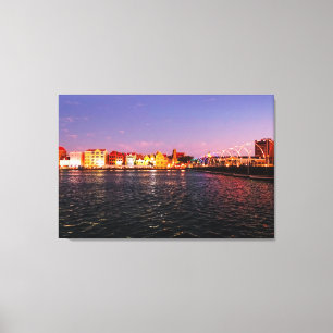 Impressão Em Tela Skyline de Willemstad à Noite