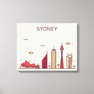 Impressão Em Tela Skyline do Doodle de Sydney, Austrália  