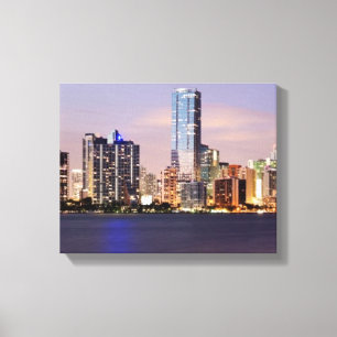 Impressão Em Tela Skyline dos EUA, Florida, Miami no crepúsculo 2