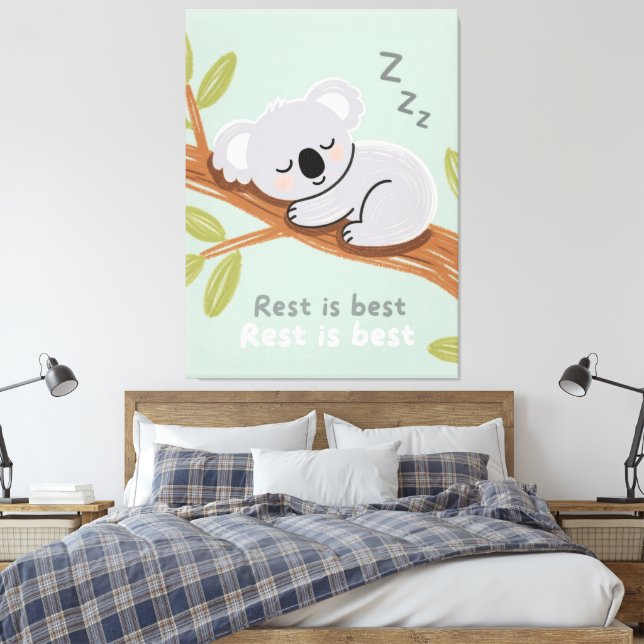 Impressão Em Tela  Sleepy Koala Calm Nursery Art (Insitu(Quarto))