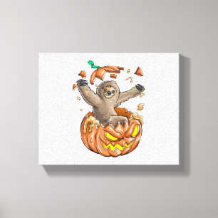 Impressão Em Tela Sloth Pumpkin Halloween