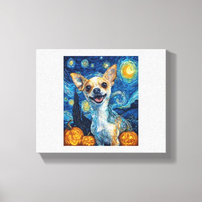 Impressão Em Tela smiling chihuahua dog starry night by Van Gogh fin (Frente)