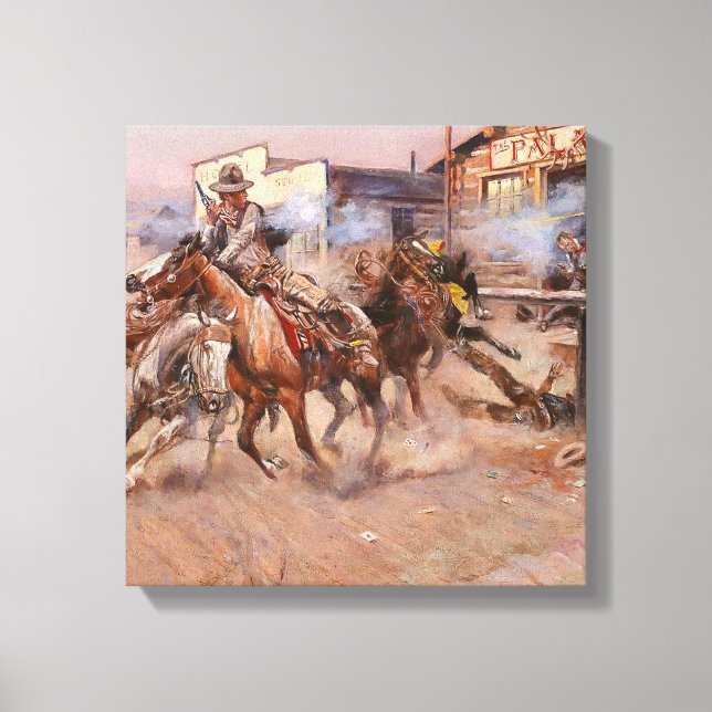 Impressão Em Tela "Smoke of a ‘45" de Charles M Russell (Frente)