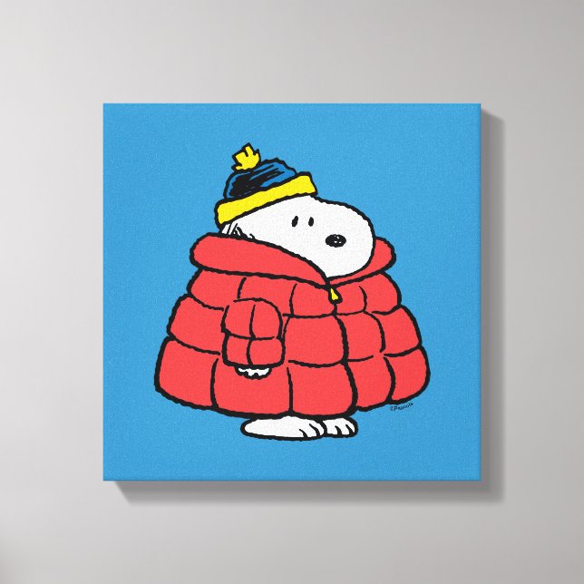 Impressão em Tela Snoopy Inverno com Casaco Puffer (Frente)