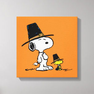 Impressão Em Tela Snoopy & Woodstock Pilgrim