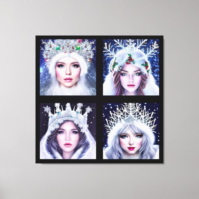 Impressão Em Tela Snow Queens Winter Wonderland Wall Art Set (Frente)